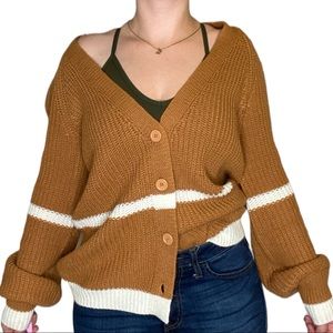 Burnt orange and cream cozy fashionable sweater